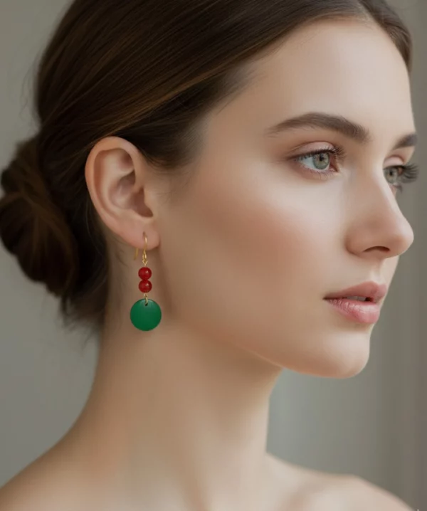 Femme ilb250 une femme qui porte boucle d'oreille ilb250, bois et perle naturelle