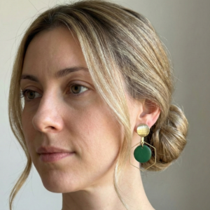 Bijoux vert sapin, boucles d'oreilles hexagone, créateur français bijoux