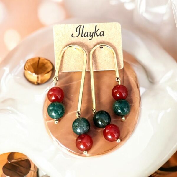 ilb253 (1) Boucles d'oreilles longues or, bijoux géométriques