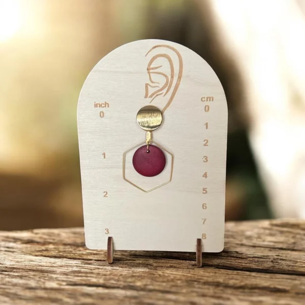 ilb255 mesurette 1 Boucles d'oreilles géométriques, bijoux bois et or, puce d'oreille texturée