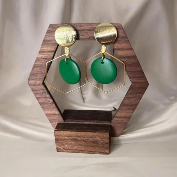 Bijoux vert sapin Bijoux vert sapin, boucles d'oreilles hexagone