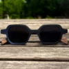 Lunettes de Soleil Carrées en Bois Noir