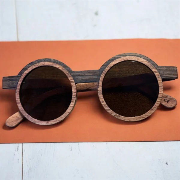 Lunettes de Soleil Rondes en Bois