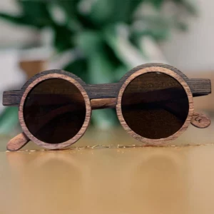 Lunettes de Soleil Rondes en Bois