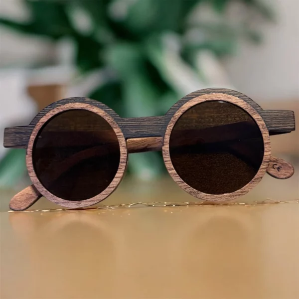 Lunettes de Soleil Rondes en Bois